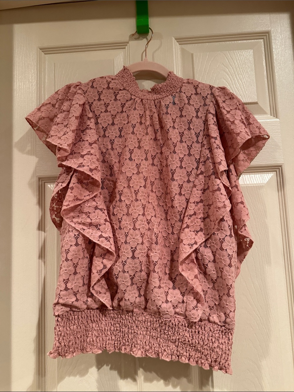 CeCe Lace Ruffle Short Sleeve Top